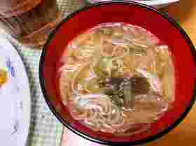 なすとオクラのそうめん味噌汁
