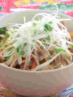 キャベツ入り揚げそうめんの汁そばのレシピ