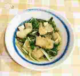 油揚げと水菜のおつまみ煮びたし