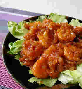 玉ねぎ入り簡単エビチリ