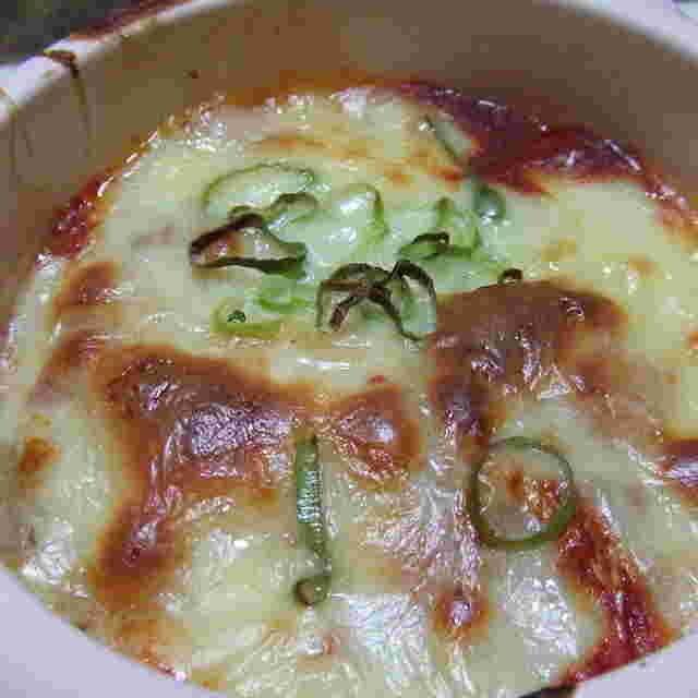 牡蠣とキムチの長芋グラタン