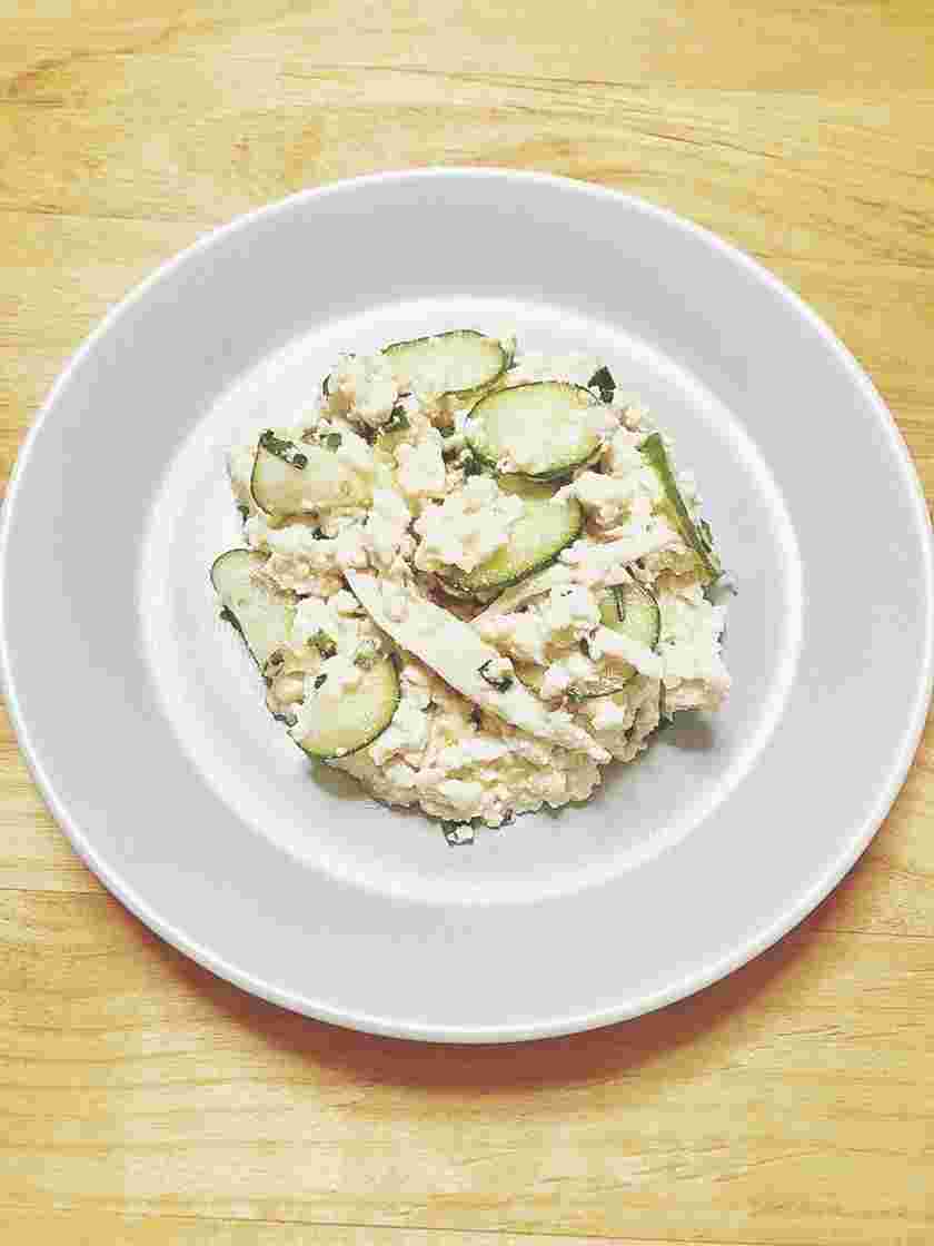 木綿豆腐と鶏ささみの和え物のおつまみレシピ