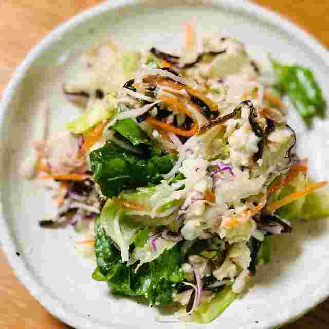 豆腐とツナの塩昆布サラダ