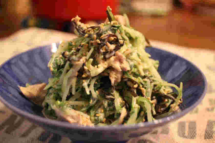 ツナと水菜の塩昆布マヨ和えサラダ