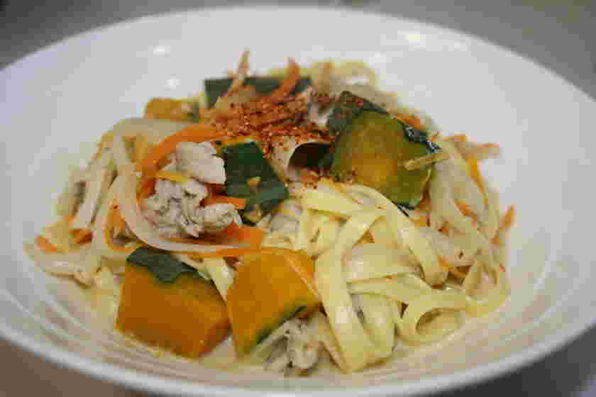 かぼちゃのほうとう風クリームパスタ