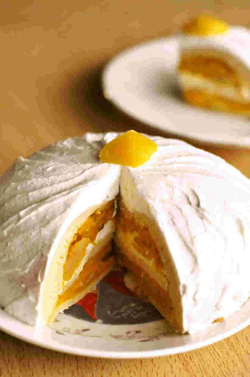 ホットケーキミックスで作ったかぼちゃと栗のドーム型ケーキのレシピ