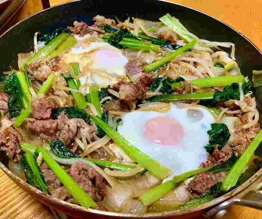 小松菜と牛肉のすき煮