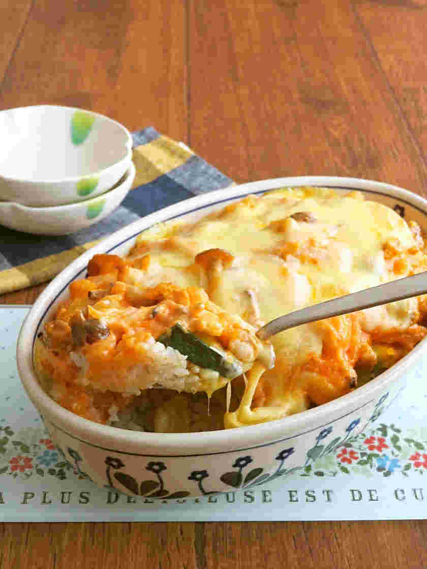 鶏肉とかぼちゃのトマトクリームドリアのレシピ