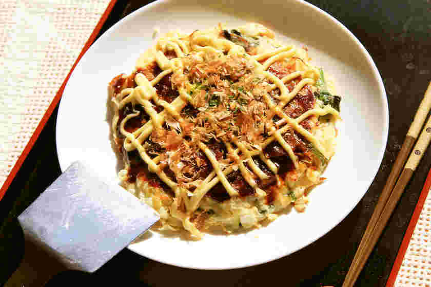 ほうれん草と長芋のお好み焼き
