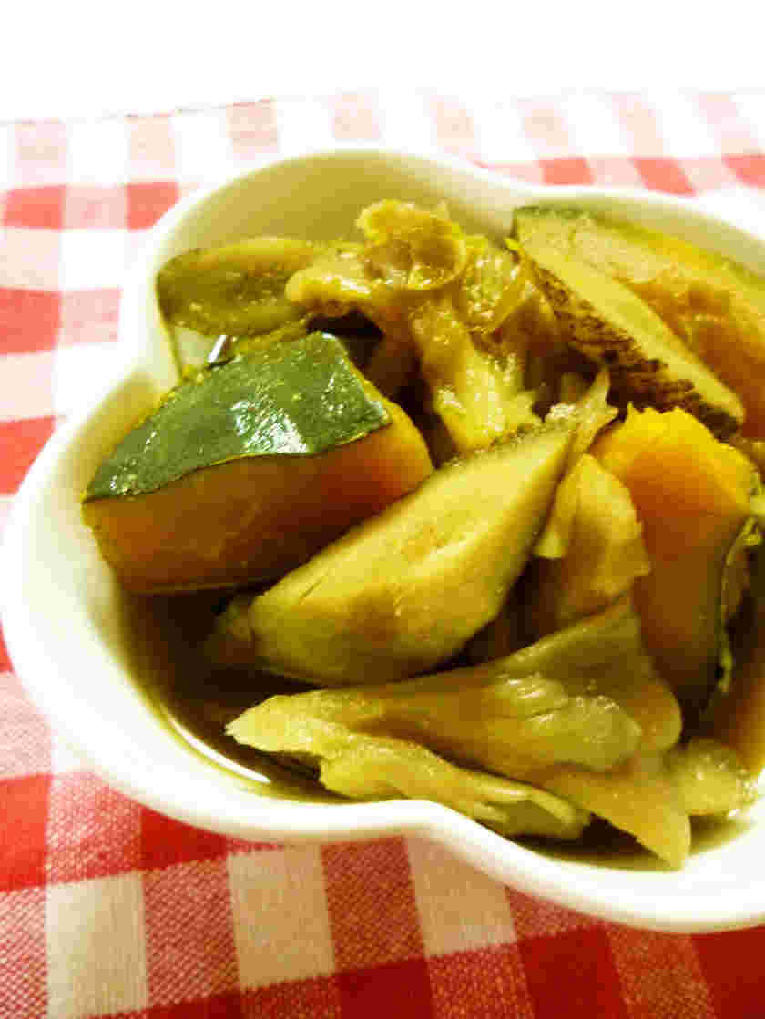 かぼちゃとごぼうと舞茸の煮物