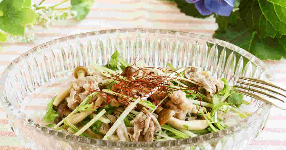 牛肉と水菜としめじのエスニックサラダ