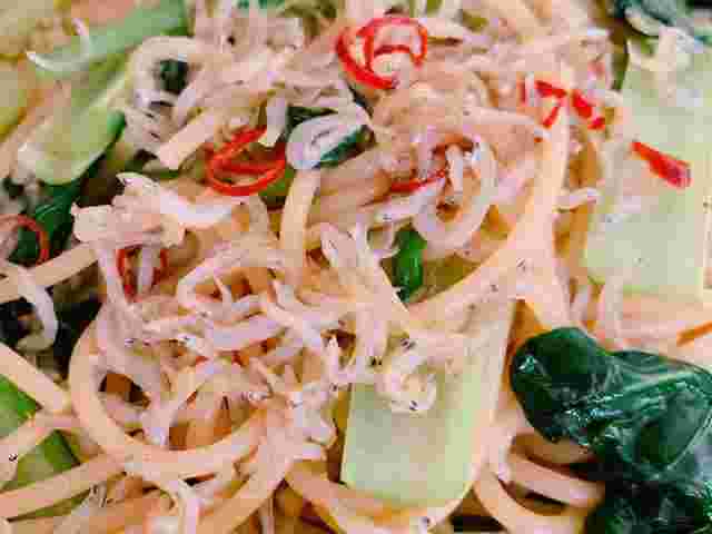 小松菜としらすの和風パスタ