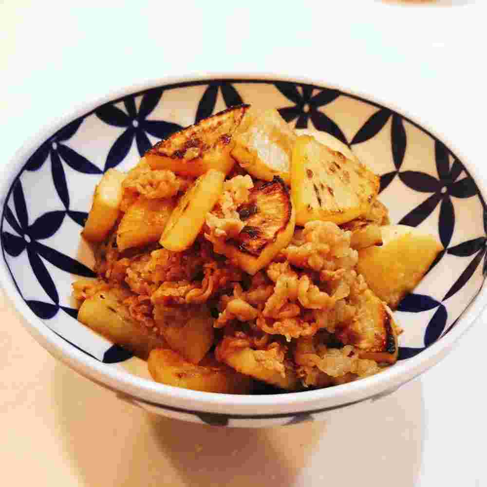 焼き大根と牛肉の甘辛炒め