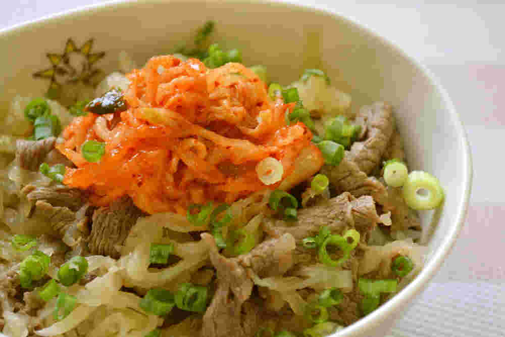 切り干し大根と牛肉のキムチ牛丼