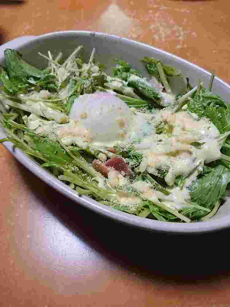 水菜と温野菜のシーザーサラダ