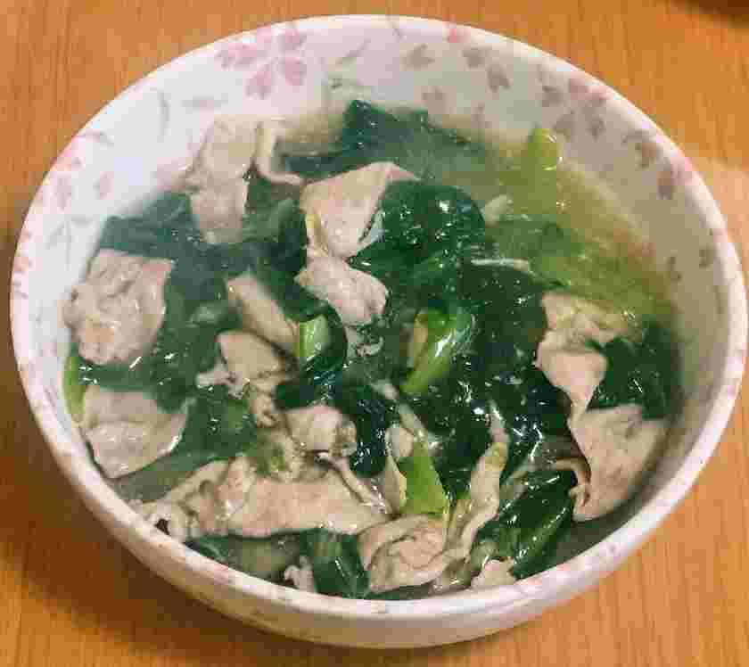 小松菜と豚肉の中華あんかけ
