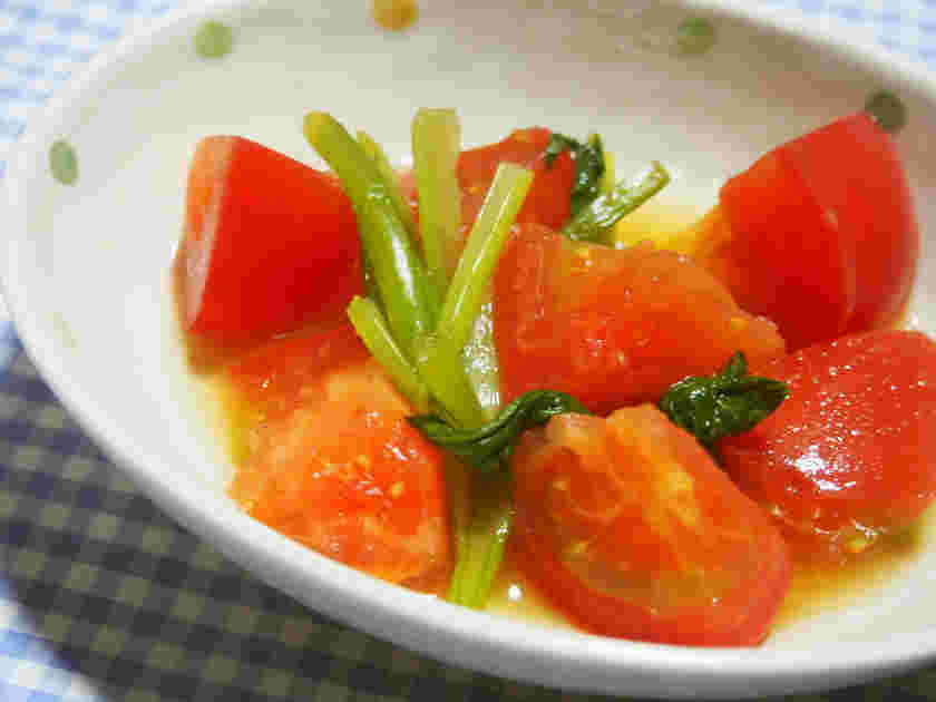 小松菜とトマトの煮びたし