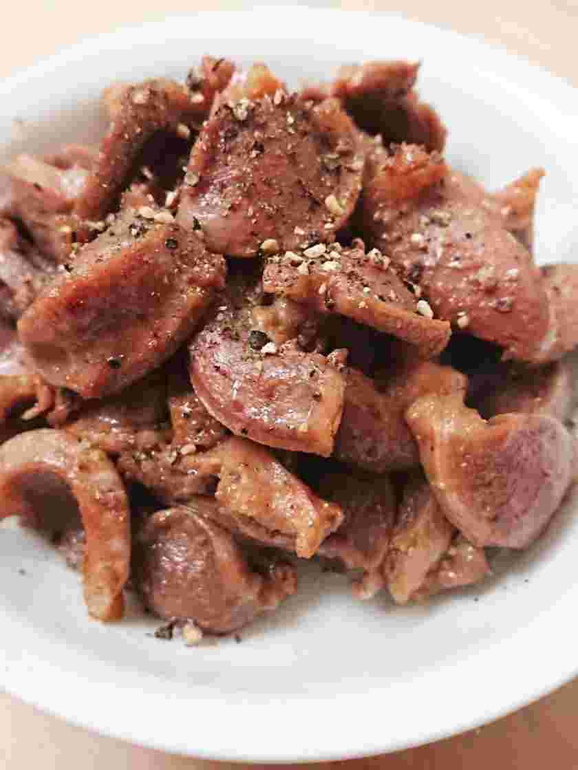 冷凍砂肝を使った黒胡椒砂肝焼き