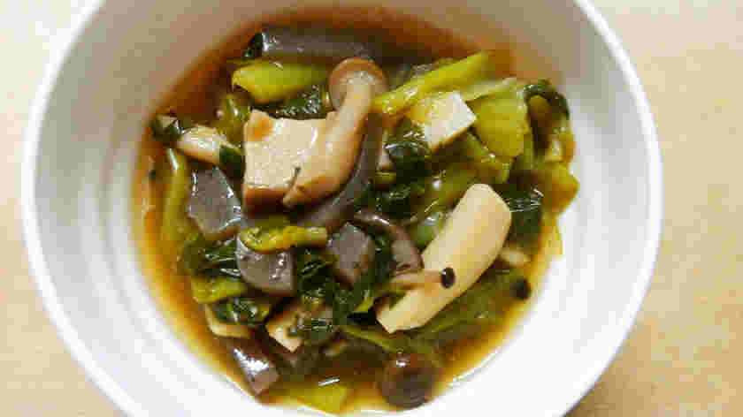 小松菜ときのことこんにゃくの煮物