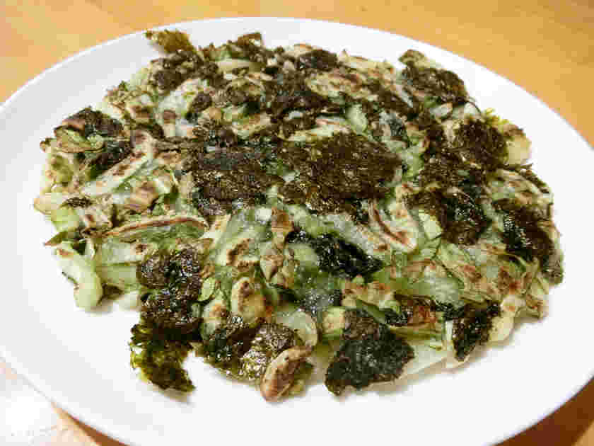 離乳食のチンゲン菜と焼き海苔のチヂミ