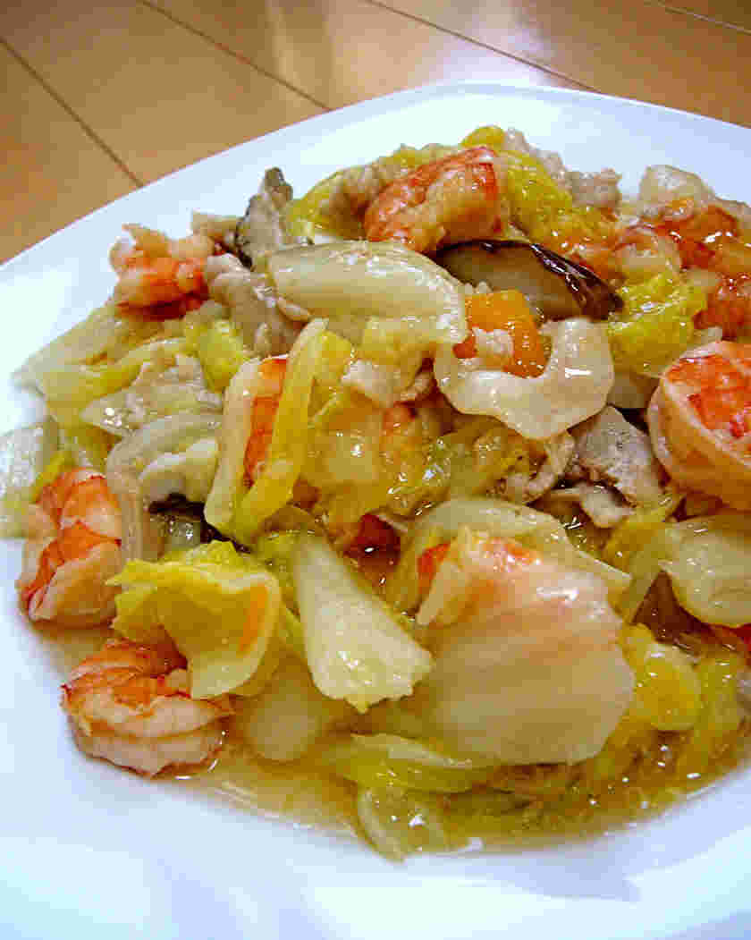 エビと白菜の塩炒め