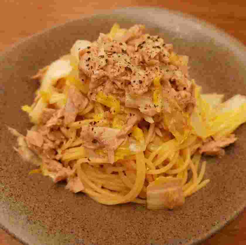 白菜とツナの和風パスタ