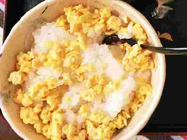 離乳食の油揚げ入り炒り卵