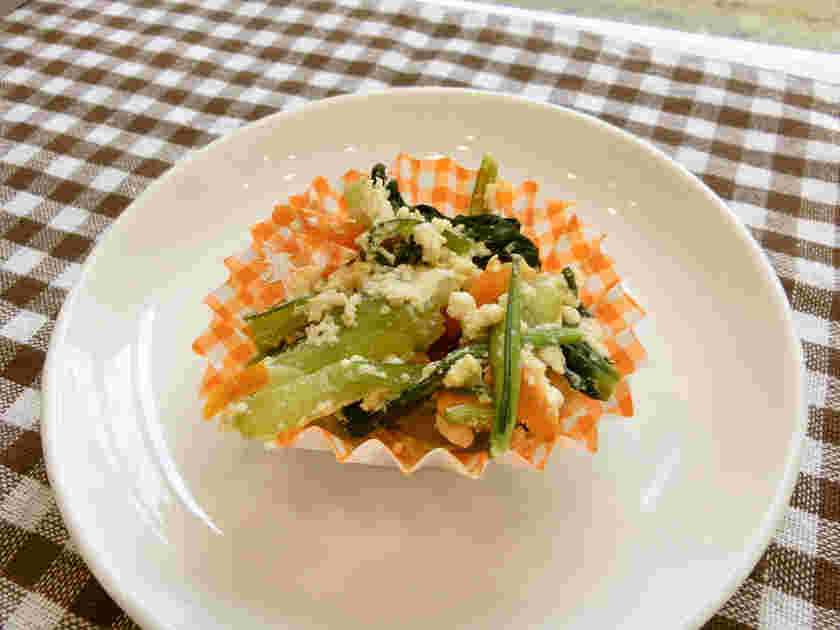 弁当に合う小松菜の炒り豆腐