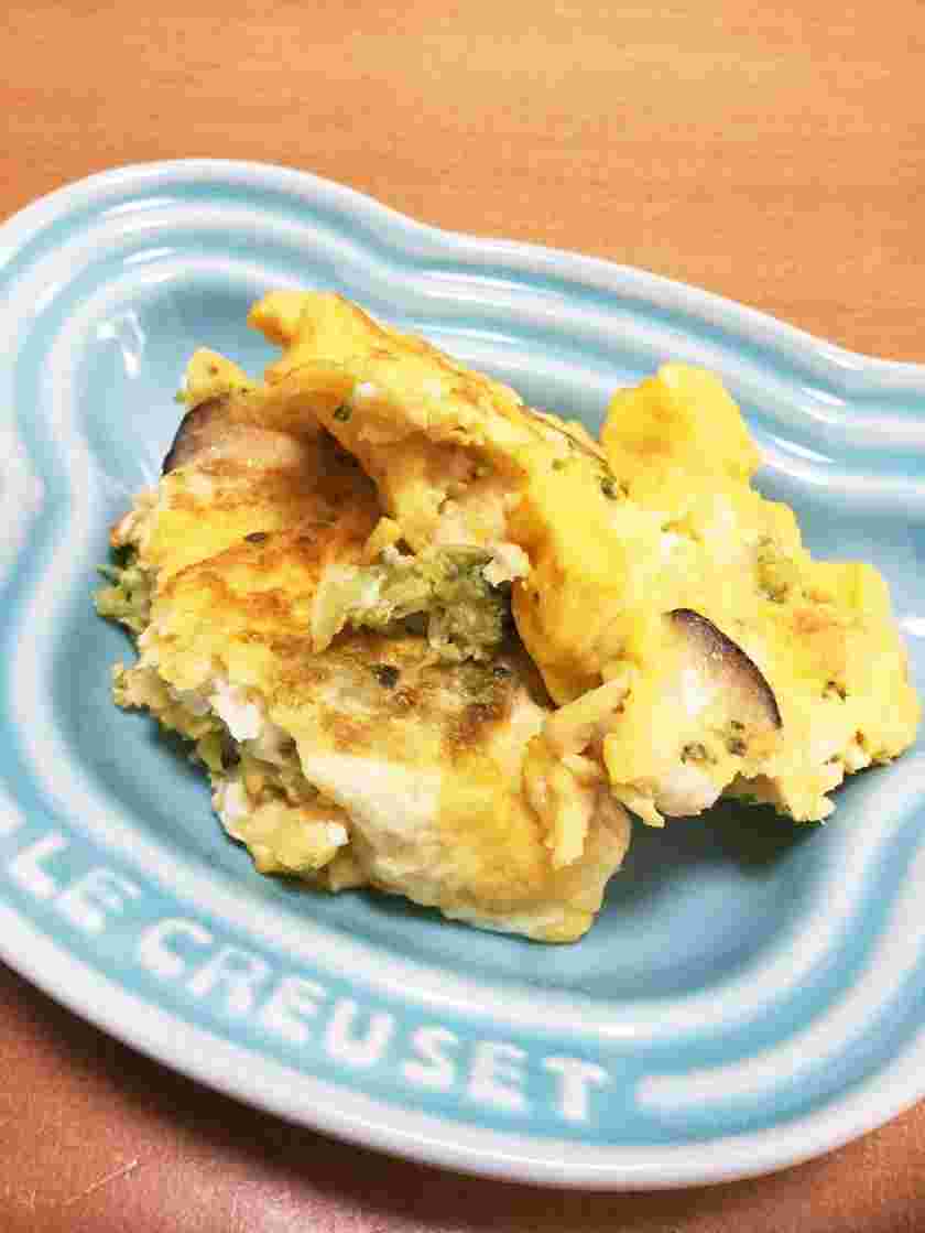 離乳食の魚と野菜のオムレツ