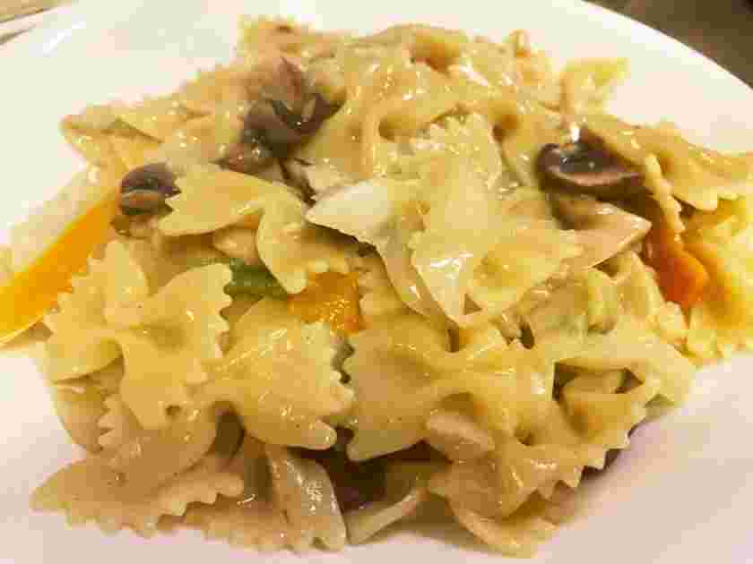 人参とマッシュルームのクリームパスタ