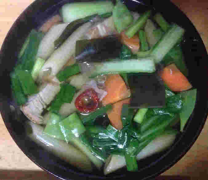 チンゲン菜の和風出汁スープパスタ