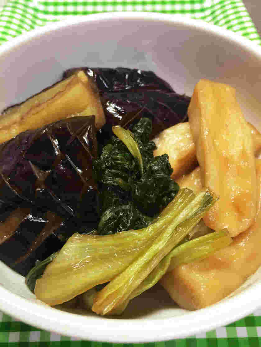 はんぺんとなすとチンゲン菜の煮浸し