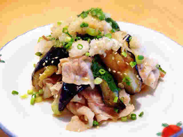 なすとチンゲン菜を使った豚しゃぶの香味だれ和え