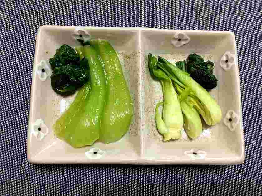 わさびとぬかを使ったチンゲン菜の漬物