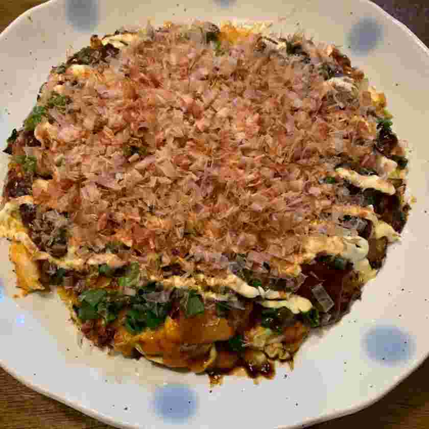 おからパウダーとキムチーズのお好み焼き
