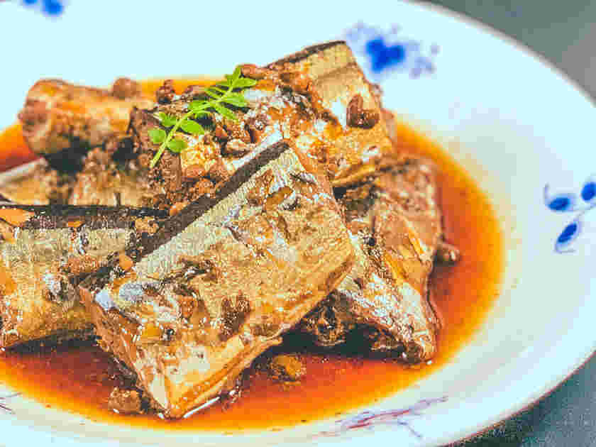 ボニークで調理したサンマの煮物
