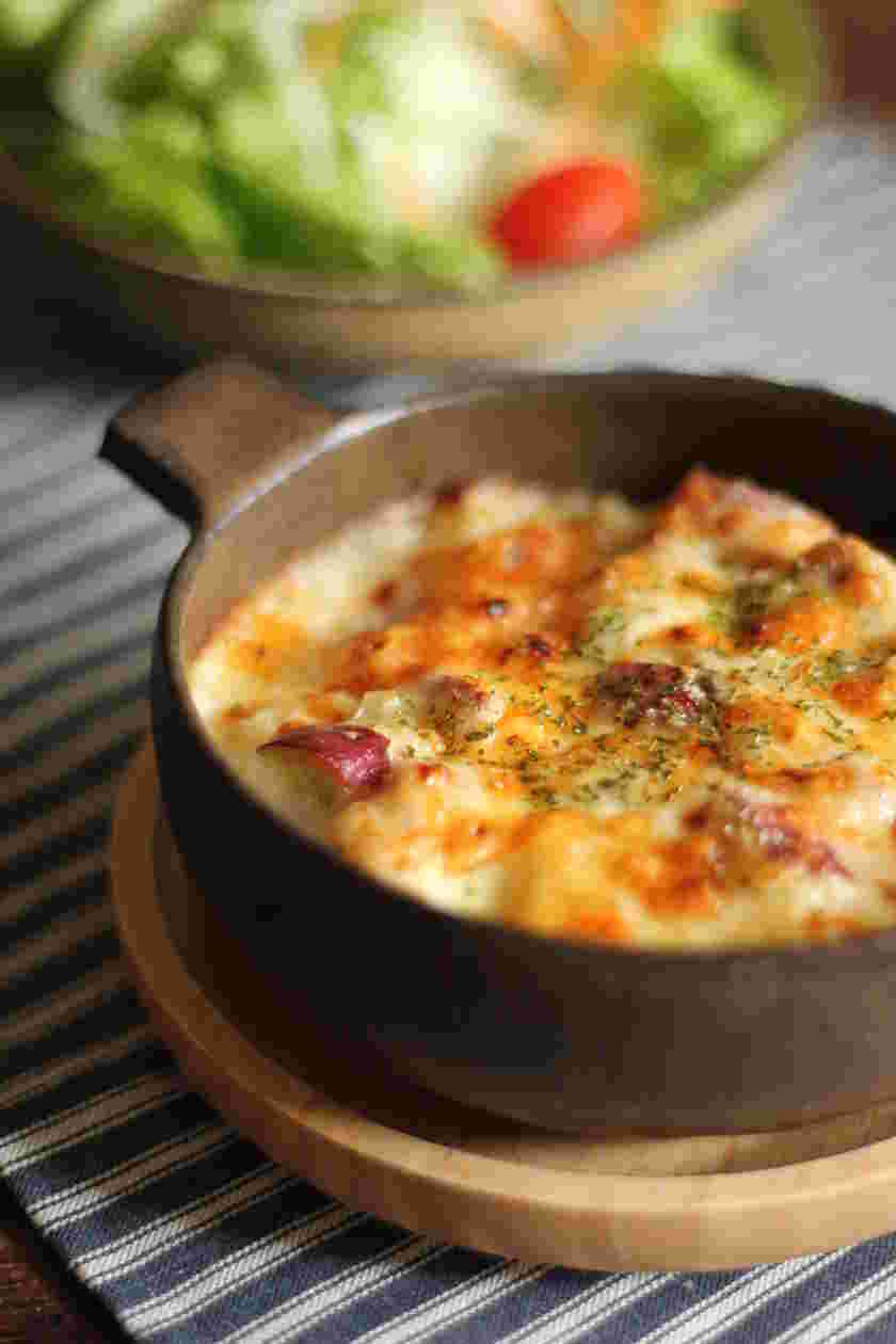 秋野菜を使ったさつまいもと栗のドリア