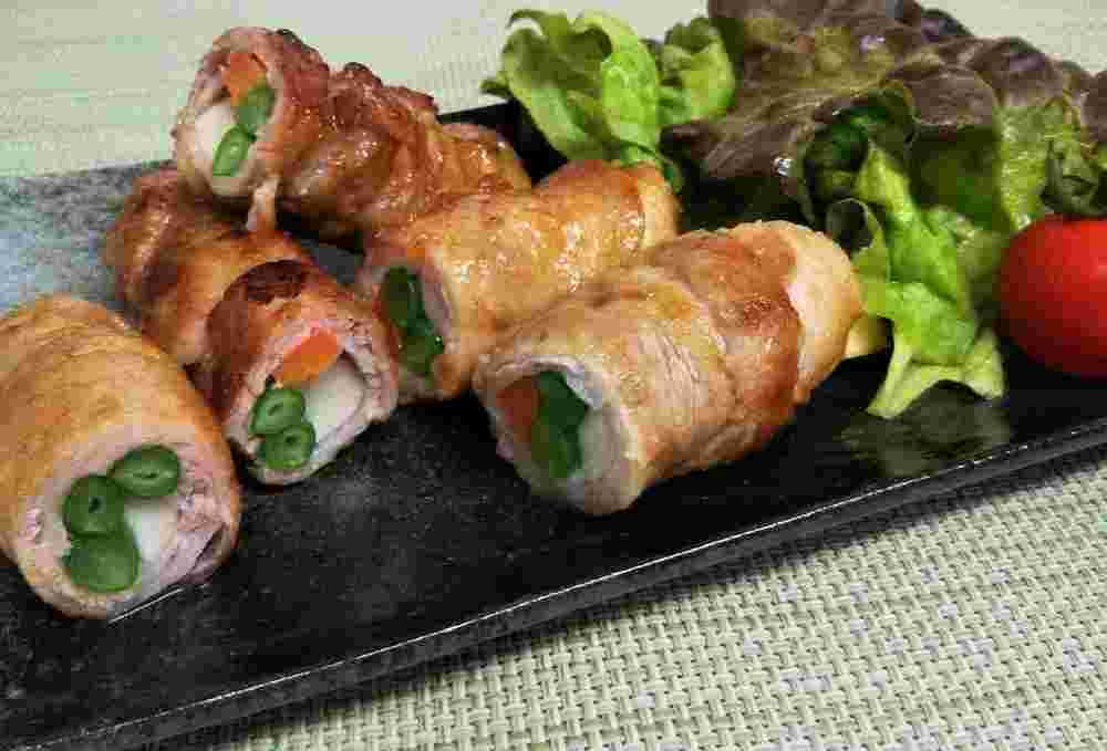 野菜の豚バラ肉巻き