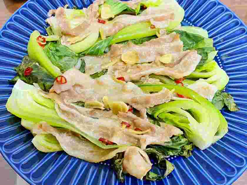 豚バラとチンゲンサイの重ね蒸し