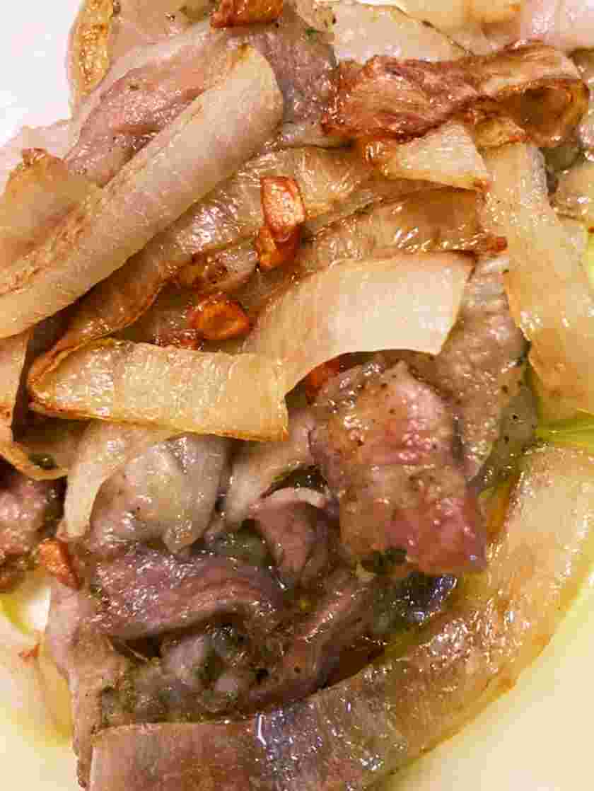 豚バラのバジルソース焼き