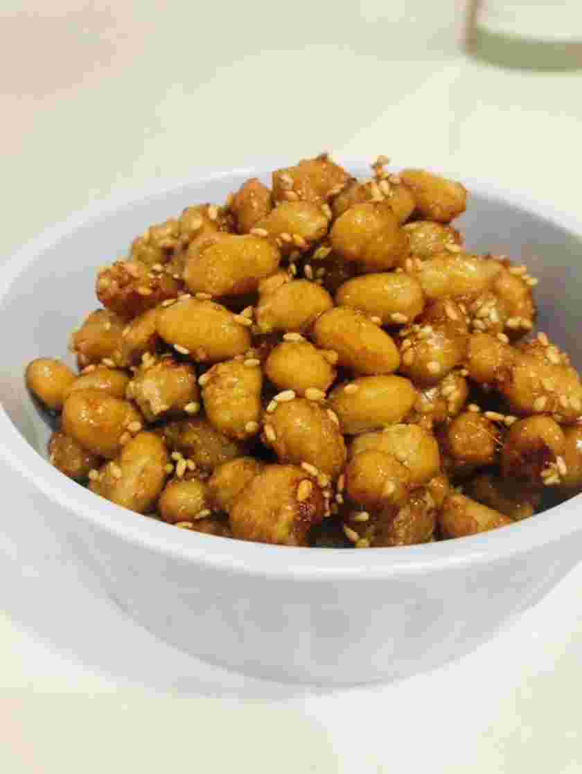 お酢を使った大豆の甘辛揚げ