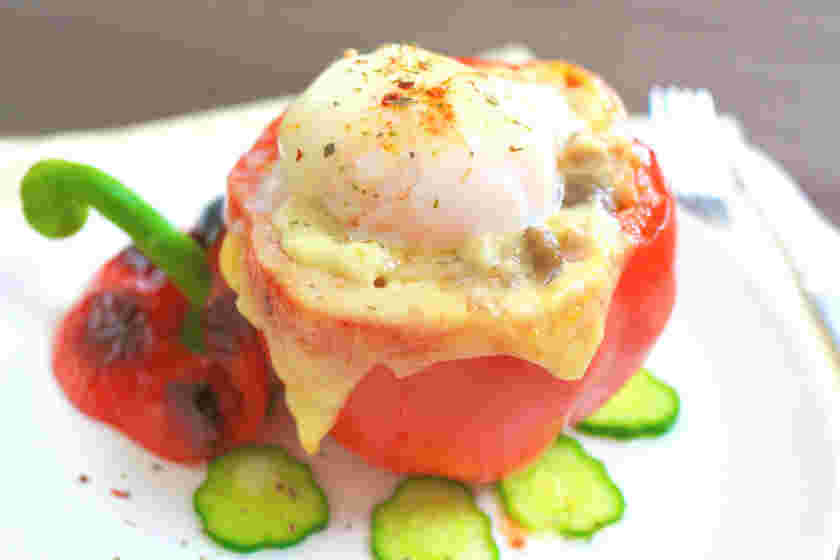 お酢を使った丸ごと野菜の温玉リゾット