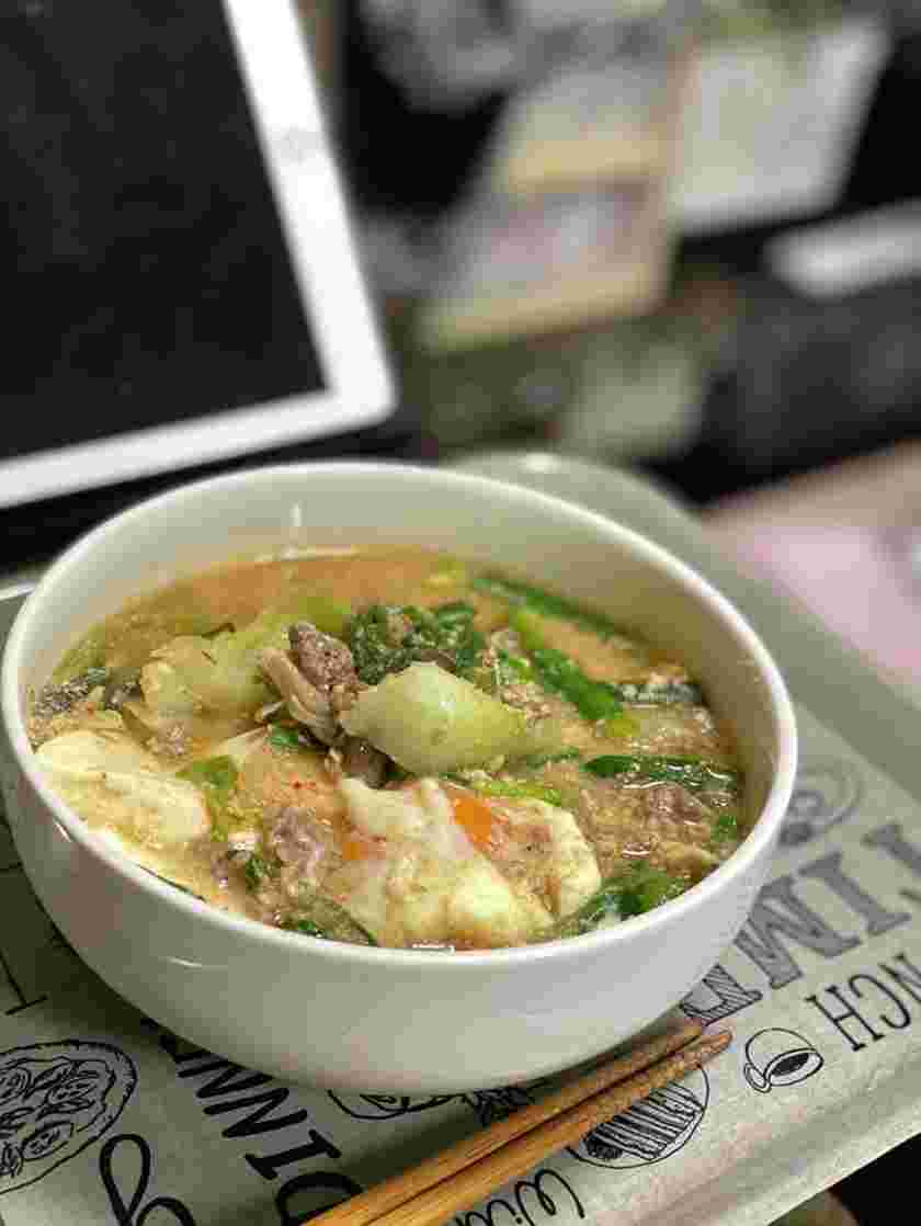 人気の汁物の野菜たっぷり豆乳スープ