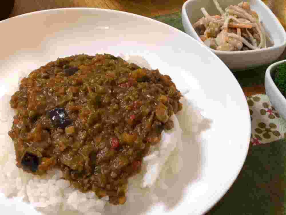 なすときのこのキーマカレー