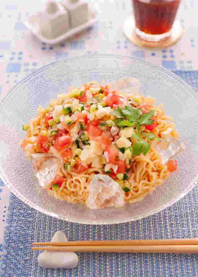 チーズ料理の夏野菜のさっぱり冷やし麺
