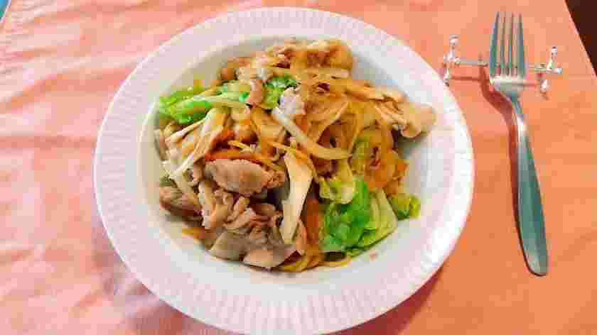 キャベツと豚バラの和風パスタ