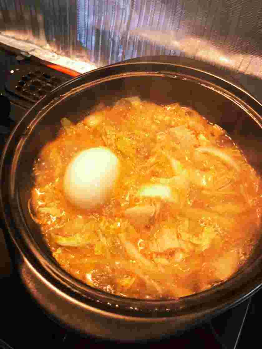 ゆで卵を使ったとろとろ韓国風スープ