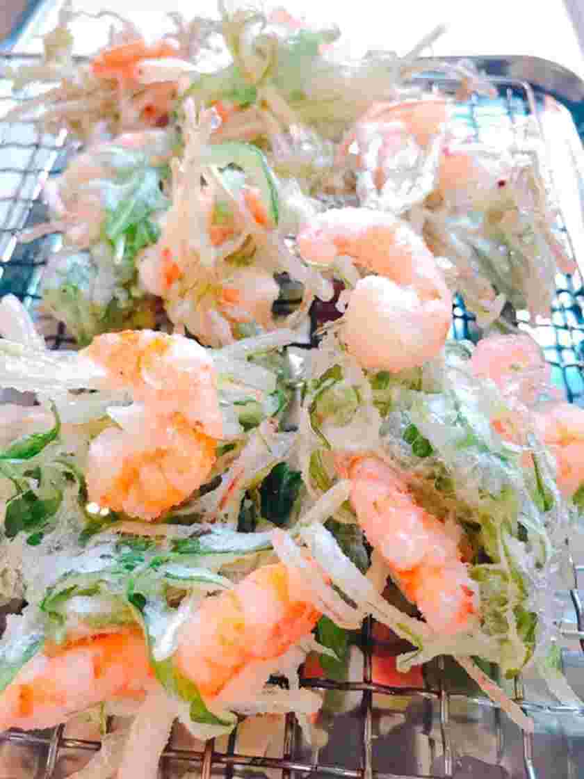 水菜と小エビのカリカリかき揚げ