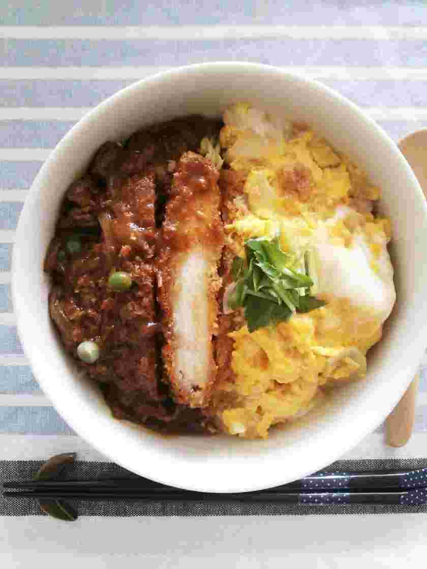リメイクレシピのハヤシライスを使ったデミたまカツ丼