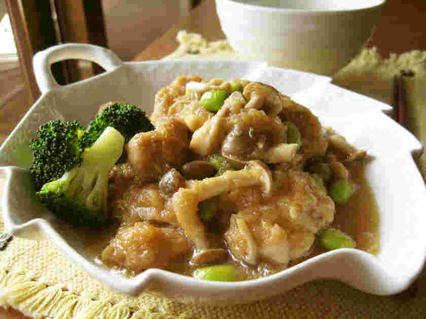 キヌアサラダに合う鶏肉のおろし酢じょうゆ煮